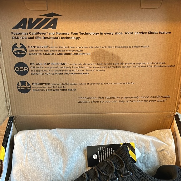 NIB Women’s Avia Avi-Anchor Black Slip Resistant Slip On Shoes Memory Foam 6.5W - Picture 5 of 8